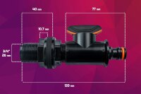 GASMIS Tankdurchführung mit Absperrhahn, 3/4"xQuick Connector 1 Stück