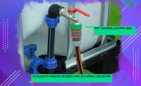 GASMIS IBC Schwanenhals 3/4" Auslaufhahn für Regenwassertank Wasserfaß Regenfass IBC-Container Tankhahn S60x6 Wasserhahn Absperrhahn 3/4 Zoll IBC Adapter für das Bequeme Befüllen der Gießkanne