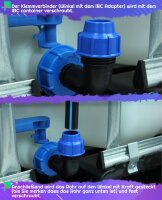 GASMIS IBC Schwanenhals 3/4" Auslaufhahn für Regenwassertank Wasserfaß Regenfass IBC-Container Tankhahn S60x6 Wasserhahn Absperrhahn 3/4 Zoll IBC Adapter für das Bequeme Befüllen der Gießkanne
