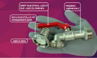 GASMIS Auslaufhahn 1/2 Zoll AG - Made in Italy, Rot