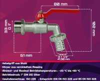 GASMIS Auslaufhahn 3/4 Zoll AG - Made in Italy, Rot