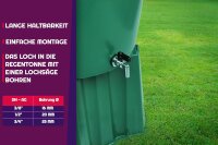 GASMIS Auslaufhahn für Regentonne, aus Messing verchromt - Made in Italy - Wasserhahn für Regenwassertonne, 2 Dichtungen, Kontermutter, 1/2" AG 20,9 mm