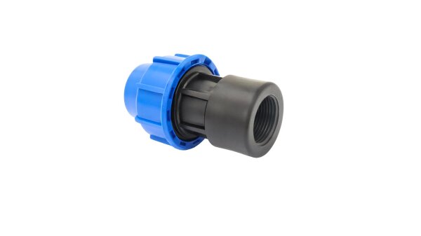 GASMIS PP Verschraubung Klemme x Innengewinde, 25 mm x 3/4 IG, PE Fitting für PE Rohr, Blau