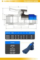 GASMIS PP Kugelhahn 2 Fach Klemmmuffe Klemm x Klemm PP Klemmfitting Klemmverbinder PP-Kugelventil PP Absperrhahn mit Beidseitiger Klemmringverschraubung für PE-Rohre Absperrkugelhahn PN 16 Bar
