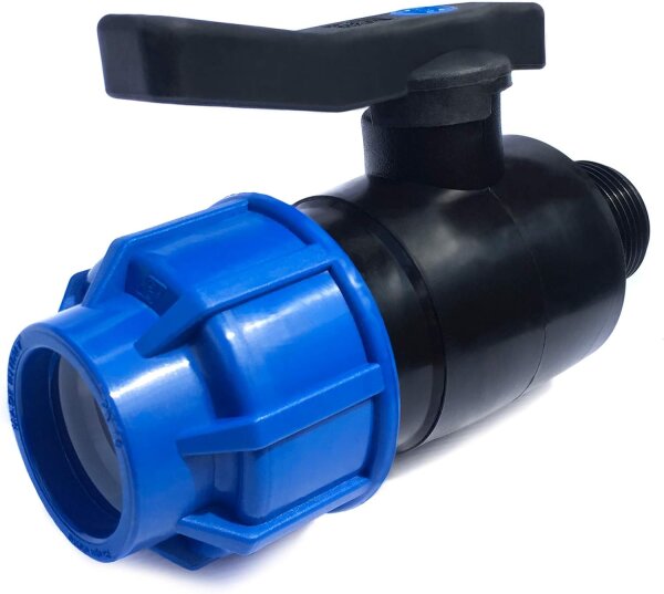 GASMIS PP Kugelhahn PP Klemmfitting Klemm x AG Aussengewinde mit Verschraubung x Klemmverschraubung für PE Rohr Absperrhahn AG Klemm klemmverbinder Perfekte Dichtheit